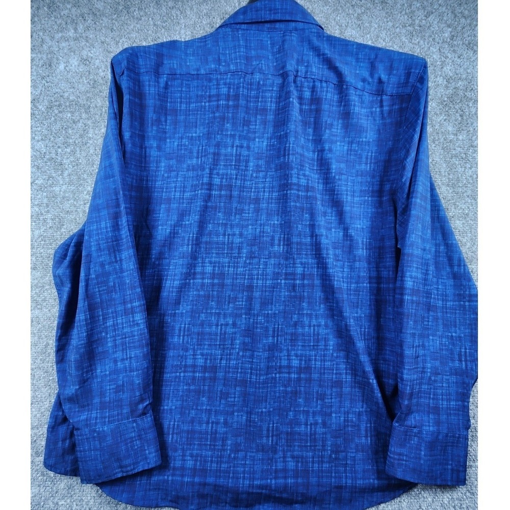CON.STRUCT Slim Fit Blue Crosshatch 4-Way Stretch Button Down Shirt Mens XXL - Picture 10 of 10